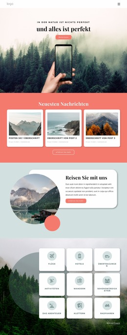 Reisegeschenke Für Die Natur Website-Design