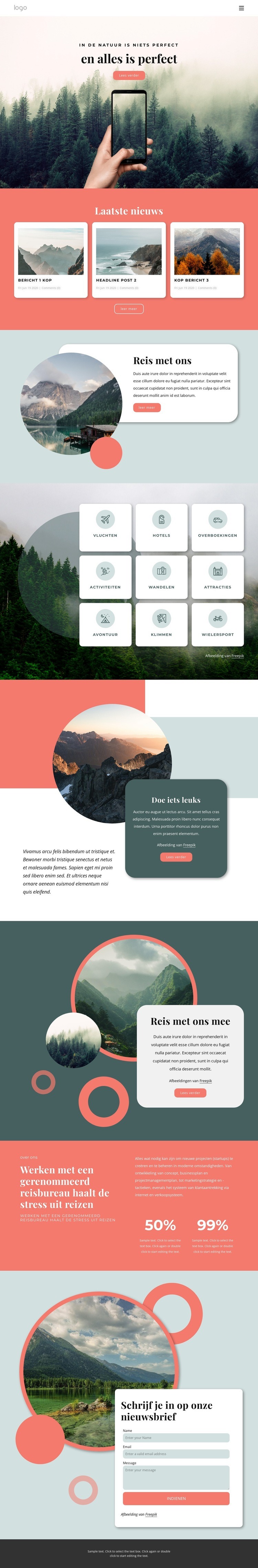 Natuur reisgeschenken Html Website Builder