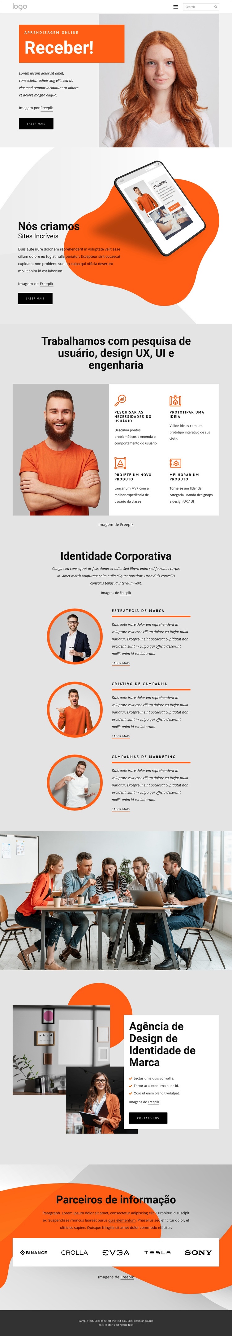 Nossa paixão é dar vida às marcas Landing Page