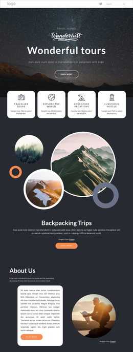 Wonderful Travel And Tours - Page Template