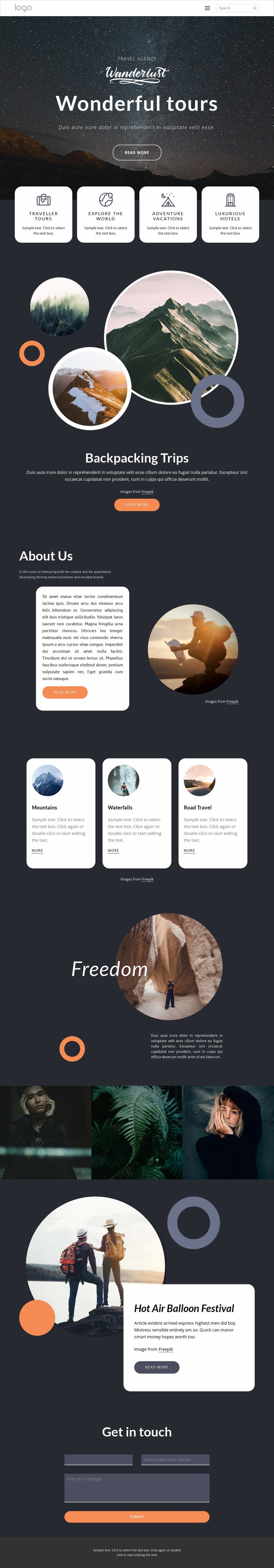 Wonderful travel and tours Squarespace Template Alternative