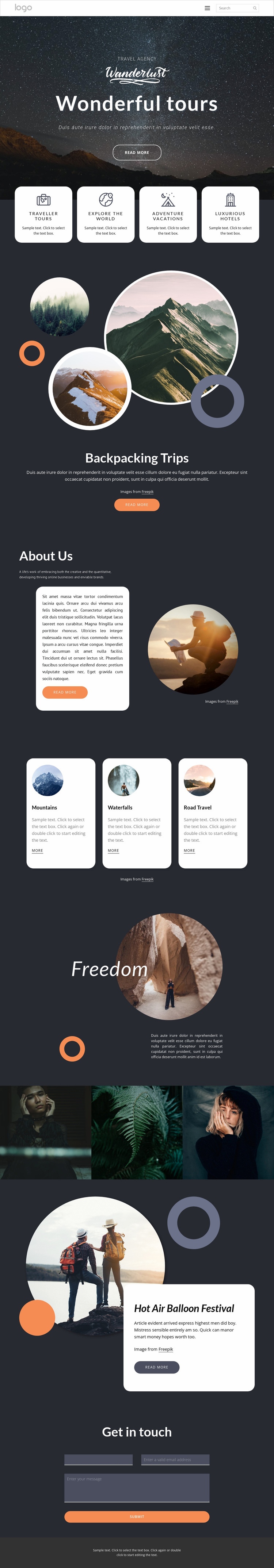 Wonderful travel and tours Wix Template Alternative