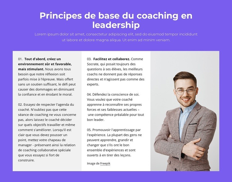 Principes fondamentaux du coaching de leadership Modèles de constructeur de sites Web