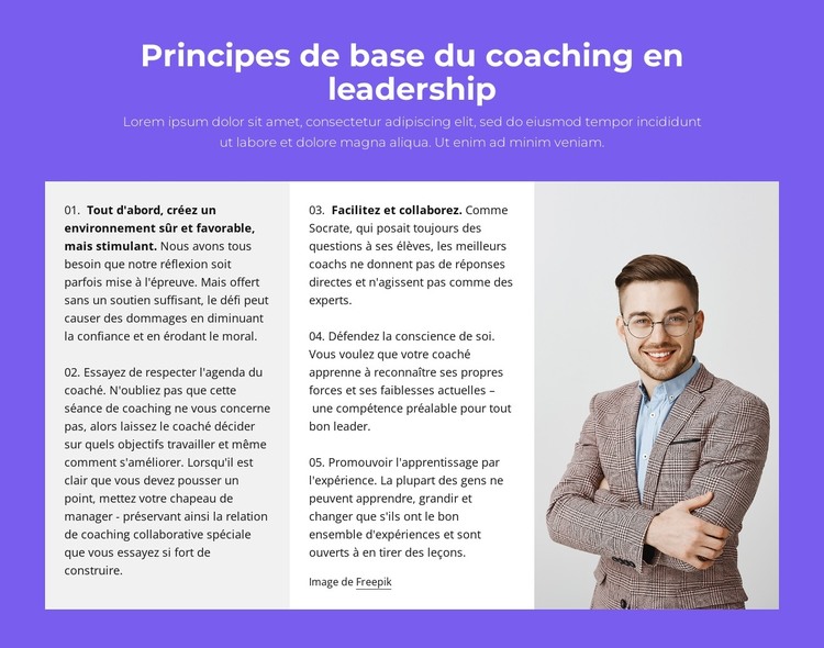 Principes fondamentaux du coaching de leadership Modèle HTML