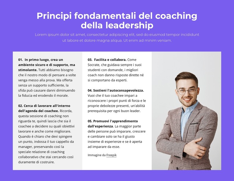 Principi fondamentali del coaching della leadership Modello HTML