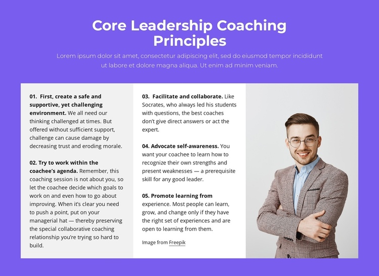 Core leadership coaching principles One Page Template