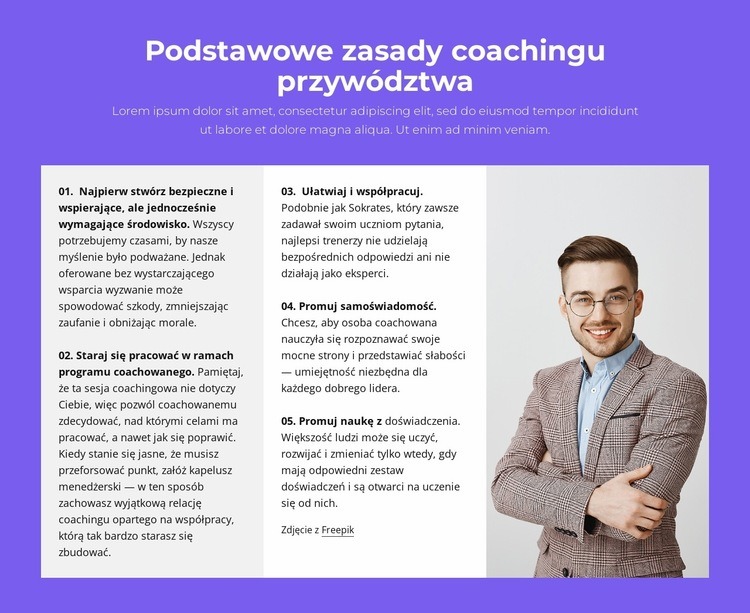Podstawowe zasady coachingu przywództwa Szablony do tworzenia witryn internetowych