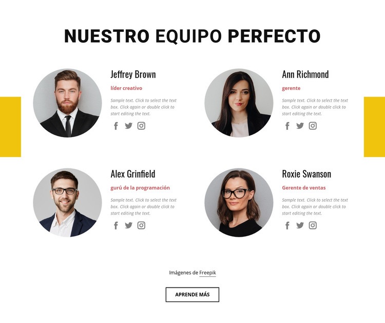 Equipo de negocios perfecto Plantilla HTML5