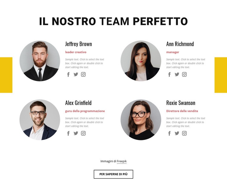 Perfetto team aziendale Costruttore di siti web HTML