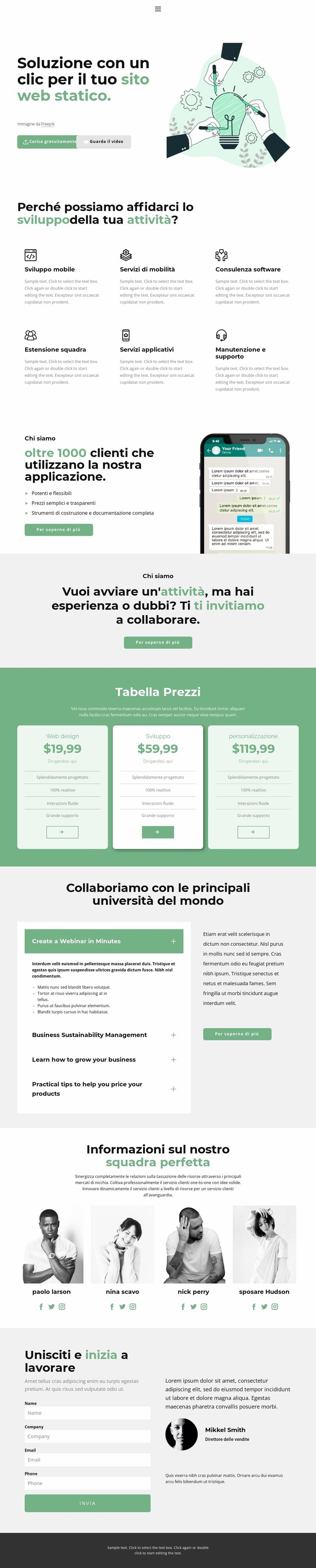 Un clic per il successo Modelli di Website Builder