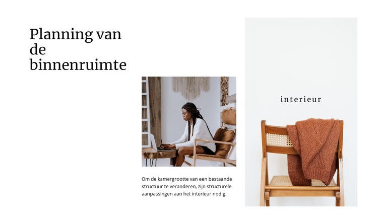 Planning van de binnenruimte Website mockup