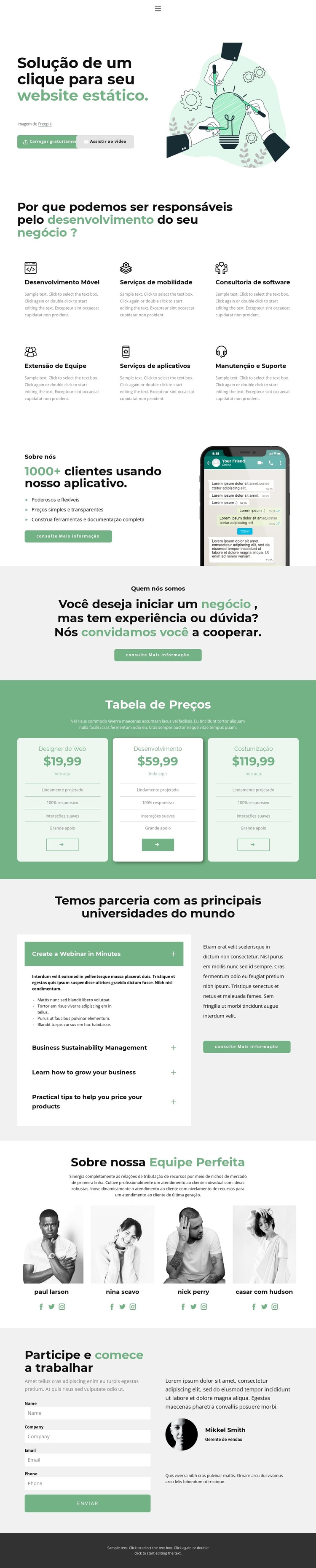 Um clique para o sucesso Modelo de site