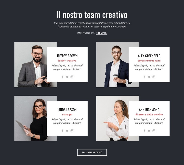 Le nostre persone creative Un modello di pagina