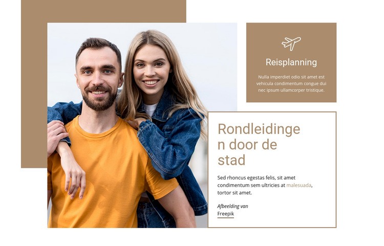 Rondleidingen door de stad reizen Website mockup