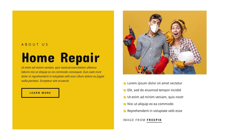 Home repair services One Page Template