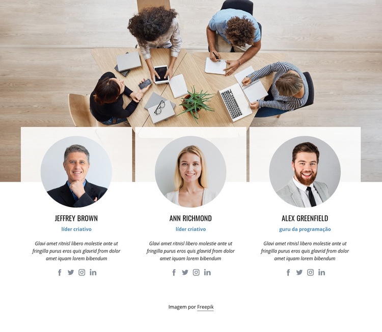 Equipe de liderança de negócios Design do site