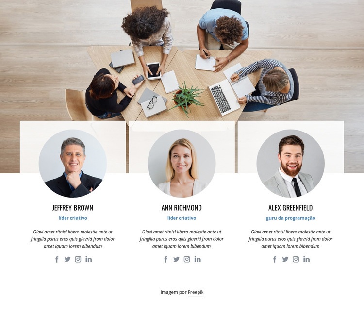 Equipe de liderança de negócios Modelo de uma página