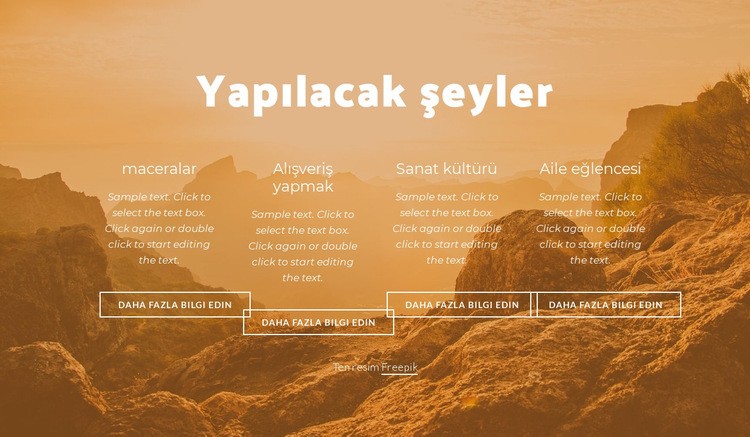 Sınırsız maceralar Bir Sayfa Şablonu