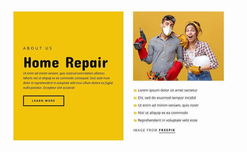 Home repair services Web Page Design
