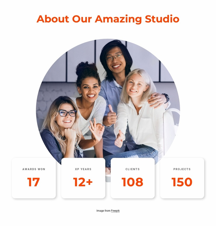 About our amazing design studio Landing Page