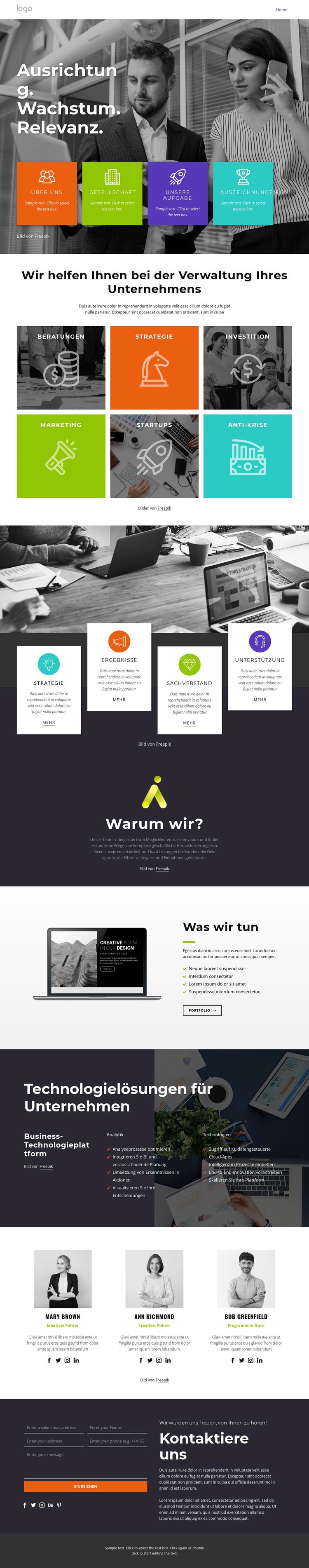 Unternehmenswachstum und Transformation HTML Website Builder