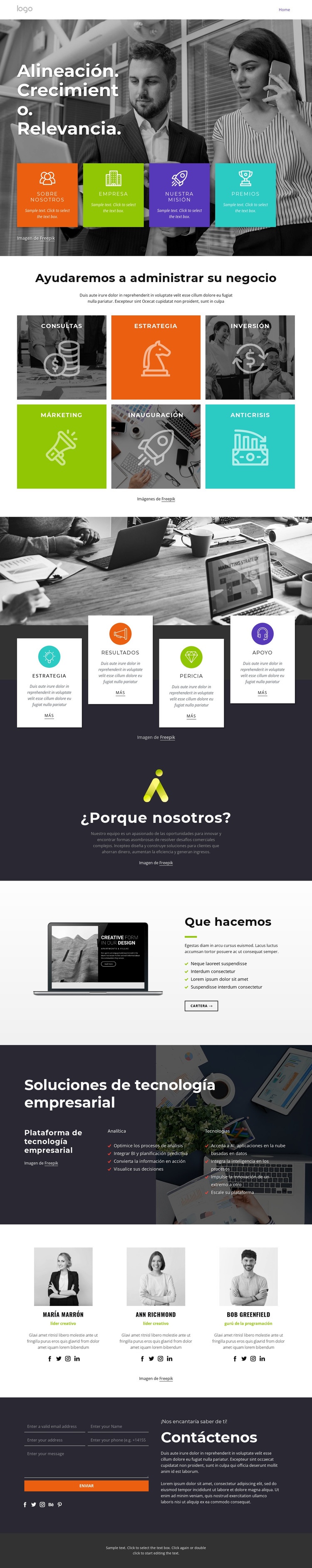 Crecimiento y transformación empresarial Plantillas de creación de sitios web