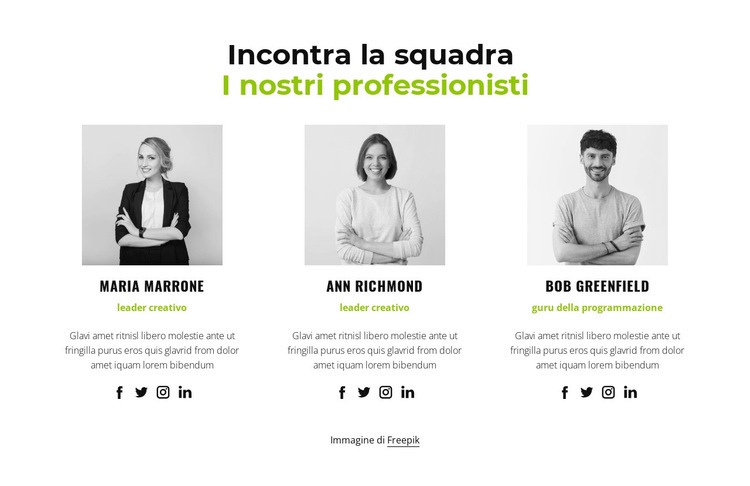 I nostri professionisti Un modello di pagina