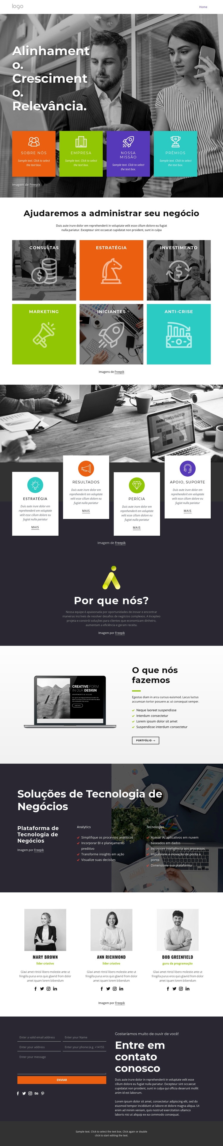 Crescimento e transformação de negócios Landing Page