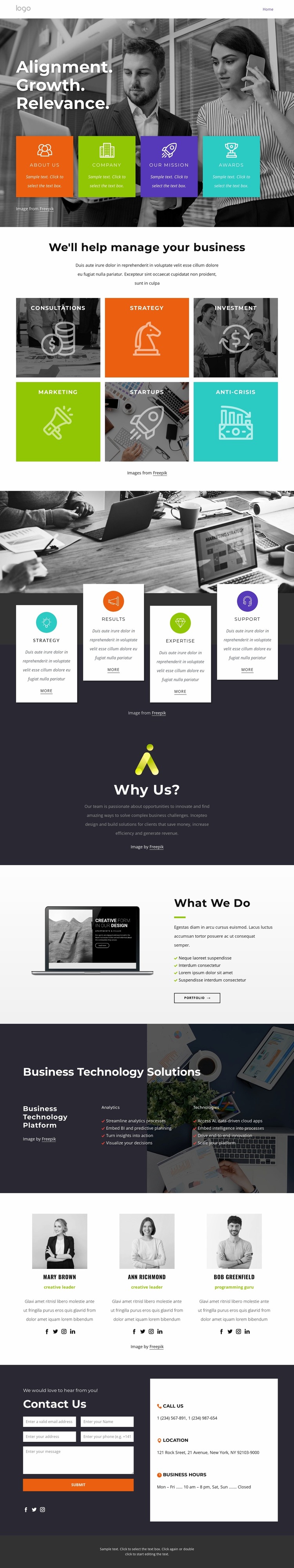 Business growth and transformation Website Mockup