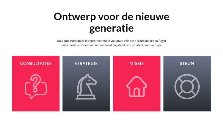 Cellen met grote pictogrammen Website mockup