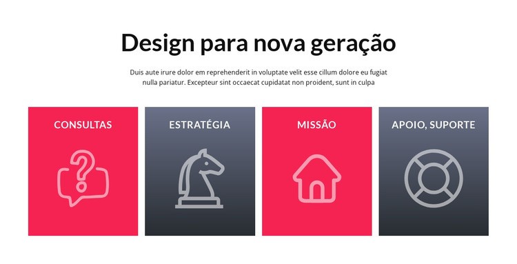 Células com ícones grandes Design do site