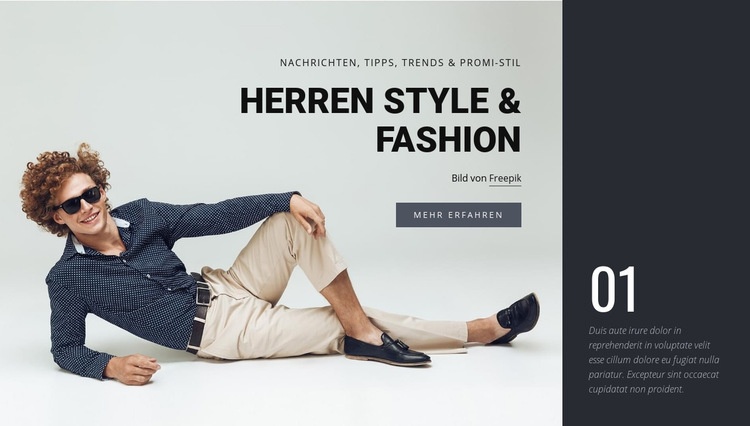 Männer Stil und Mode Landing Page