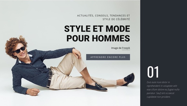 Le style et la mode des hommes Maquette de site Web