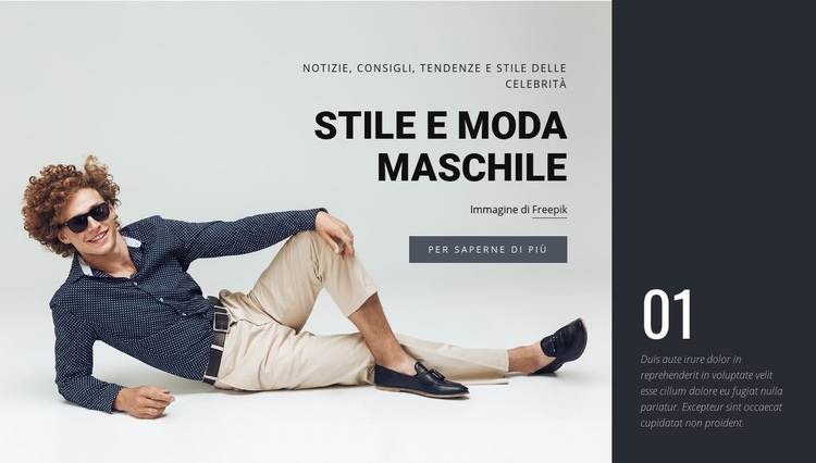 Stile e moda degli uomini Costruttore di siti web HTML