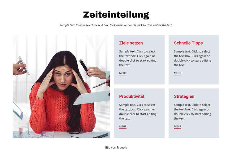 Zeitmanagement-Cources Website-Vorlage