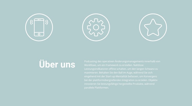 Symbole und Text Landing Page