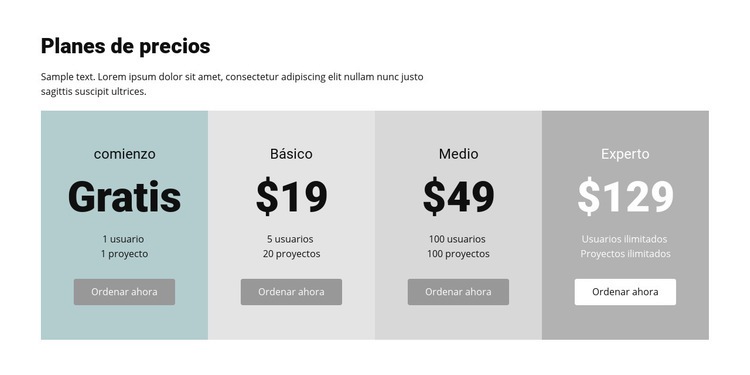 Plan de precios para empresas Diseño de páginas web