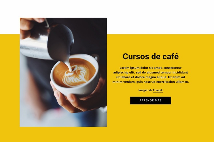 Cursos de café barista Maqueta de sitio web