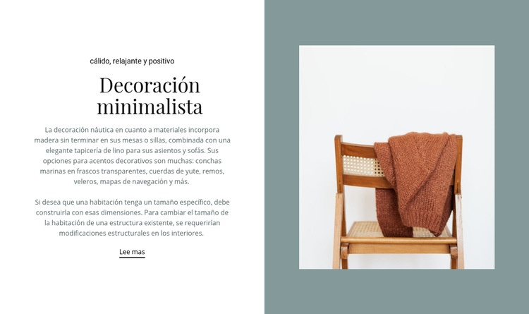 Interior de decoración minimalista Página de destino