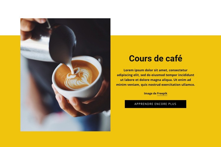 Cours de café barista Maquette de site Web