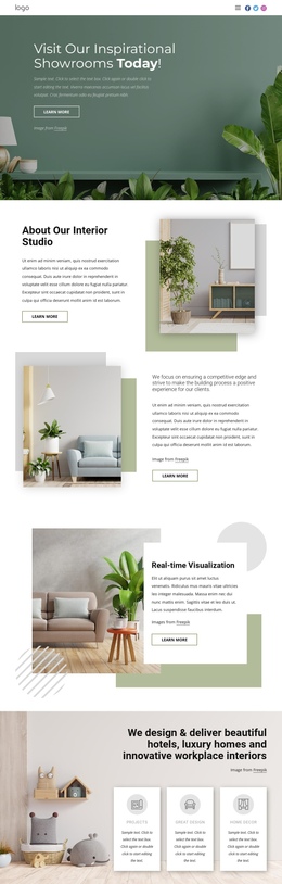 Showroom Interior Design - Modern One Page Template
