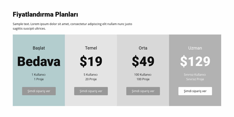 İşletmeler için fiyatlandırma planı Joomla Şablonu