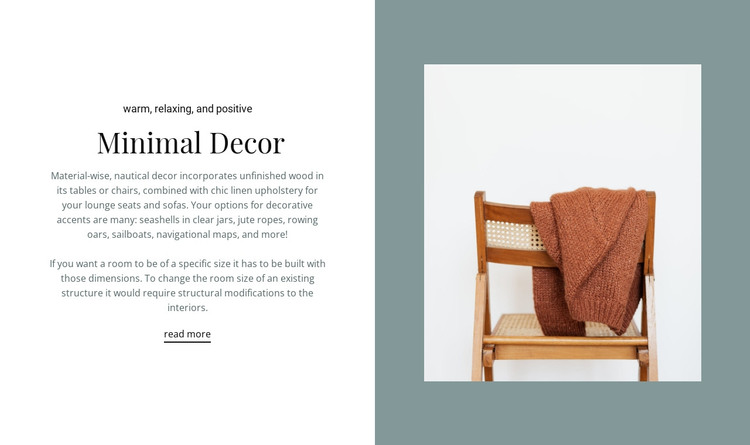 Minimal decor interior Web Design