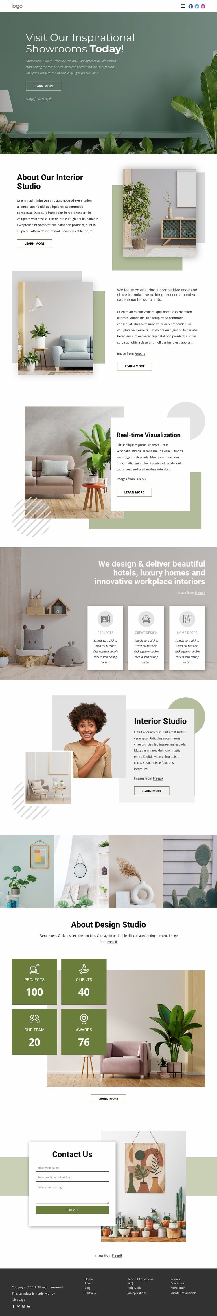 Showroom interior design Website Builder Templates