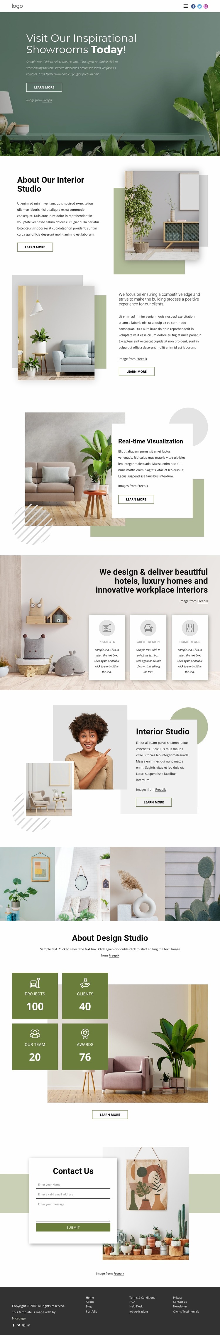 Showroom interior design Website Mockup