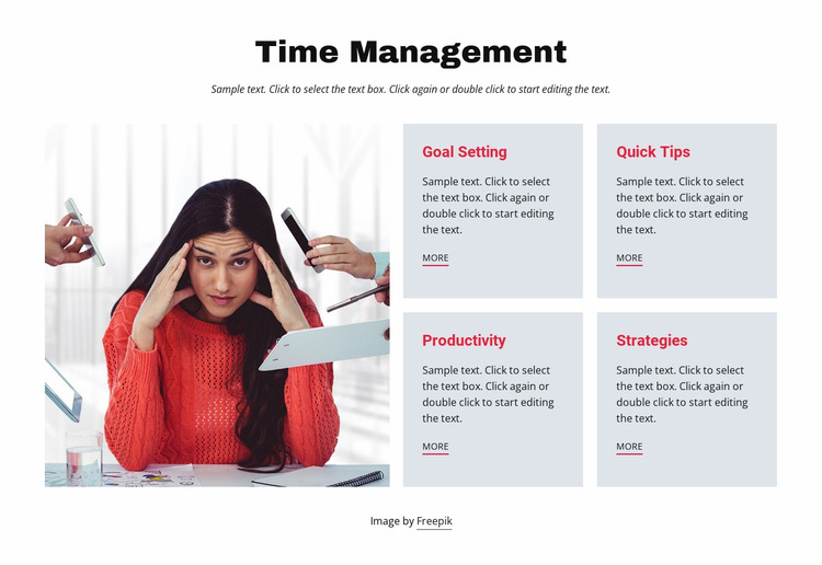 Time management cources Website Mockup