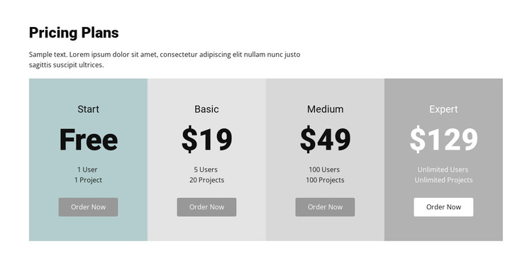 Pricing plan for business Woocommerce Theme