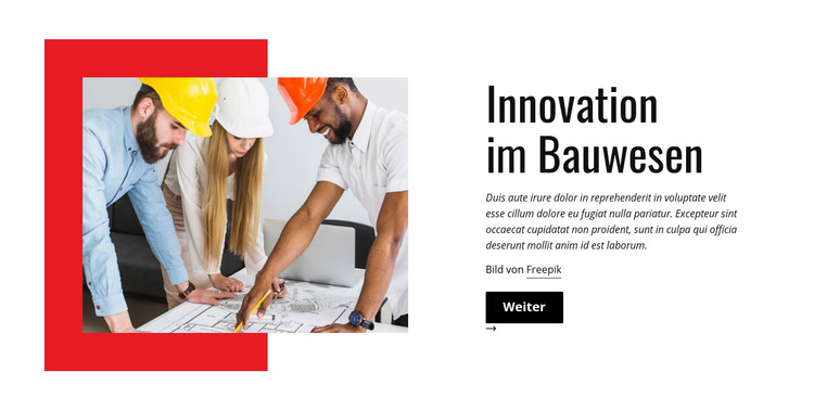 Innovation im Bauwesen Website-Vorlage