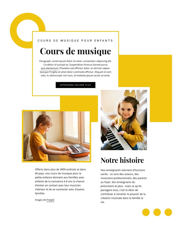 Éducation musicale des enfants Conception de site Web