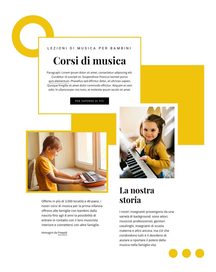 Educazione musicale per bambini Pagina di destinazione